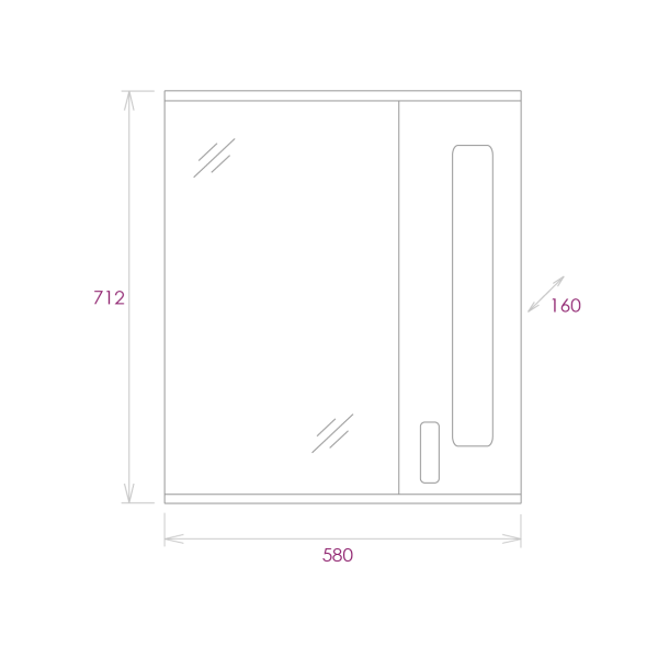 Зеркало-шкаф c подсветкой Onika Кристалл 58 (58x71,2) 205818
