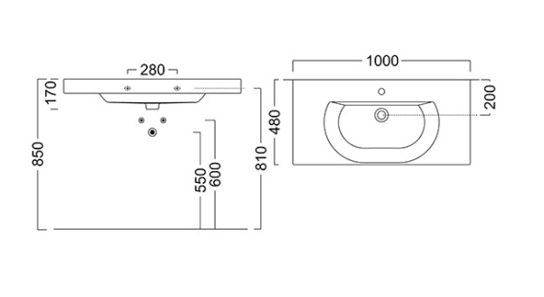 Раковина подвесная (100х48) Kerama Marazzi Buongiorno BG.wb.100