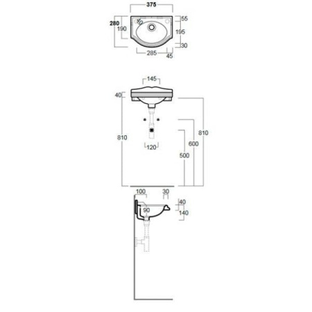 Раковина 37,5x28 см Simas Arcade AR035bi*1dx