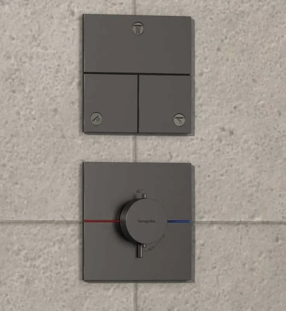 Термостат для душа с регулировкой напора Hansgrohe ShowerSelect Comfort E 15574340 шлифованный черный хром