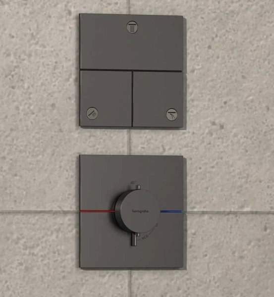 Термостат для душа с регулировкой напора Hansgrohe ShowerSelect Comfort E 15574340 шлифованный черный хром