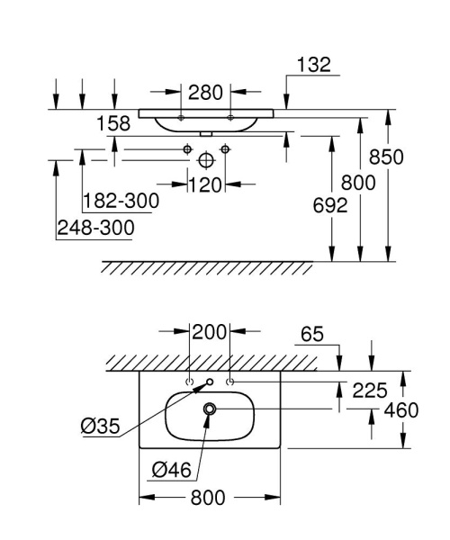 Раковина накладная (80х46) GROHE Euro Ceramic 39584 00H (3958400H)