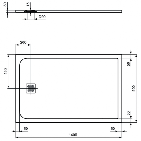 Душевой поддон (140х90) Ideal Standard ULTRAFLAT S K8256FV