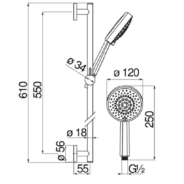 Душевой гарнитур Nobili AD140/54CR Душевой гарнитур Nobili AD140/54CR