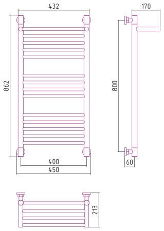 Полотенцесушитель Водяной Сунержа Богема с полкой + (80х40) Сатин 071-0223-8040