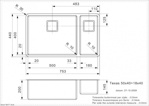 Мойка кухонная Reginox Texas L (50x40+18x40) 41476