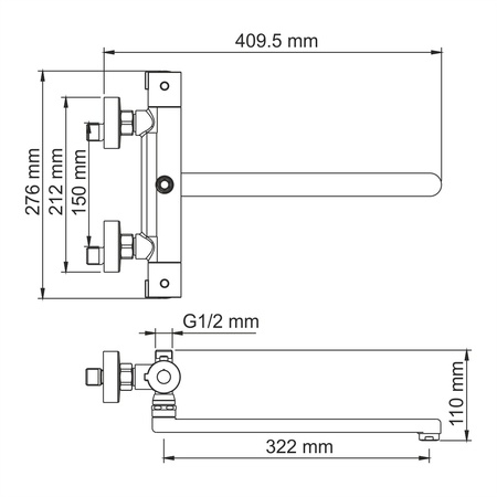 Термостатический смеситель для ванны с длинным изливом WasserKRAFT Berkel 4822L Thermo