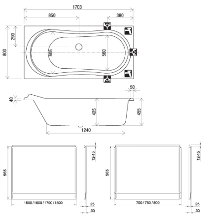 Ванна акриловая Ravak Fresia 170х80 CC01000000