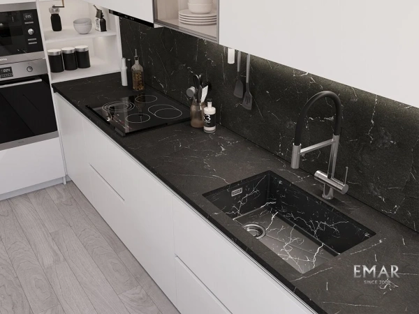 Кухонная мойка (66х44) EMAR EMB-660(UN) Black Elegant