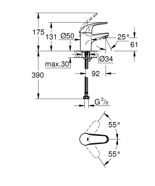 Смеситель однорычажный для раковины Grohe Euroeco 32734 000 (32734000) Смеситель однорычажный для раковины Grohe Euroeco 32734 000 (32734000)