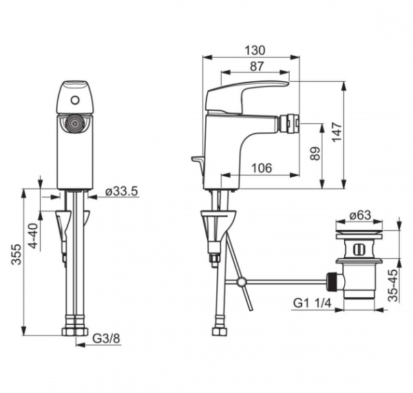 Смеситель для биде Oras Safira 1018F Смеситель для биде Oras Safira 1018F