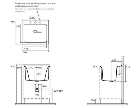 Комплект для постирочной с сифоном Kerasan Aquadom 9165k3*0 белый матовый 