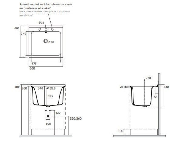 Комплект для постирочной с сифоном Kerasan Aquadom 9165k3*0 белый матовый 