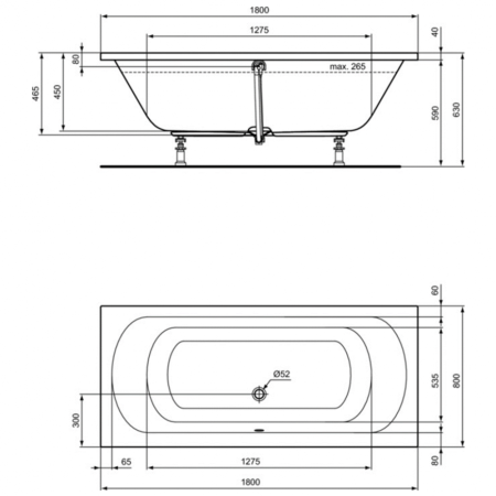Ванна акриловая (180х80) Ideal Standard Hotline Duo K275001
