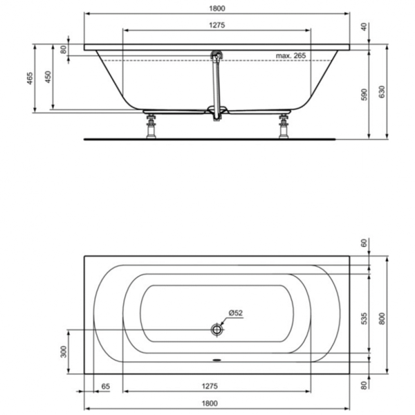 Ванна акриловая (180х80) Ideal Standard Hotline Duo K275001 Ванна акриловая (180х80) Ideal Standard Hotline Duo K275001
