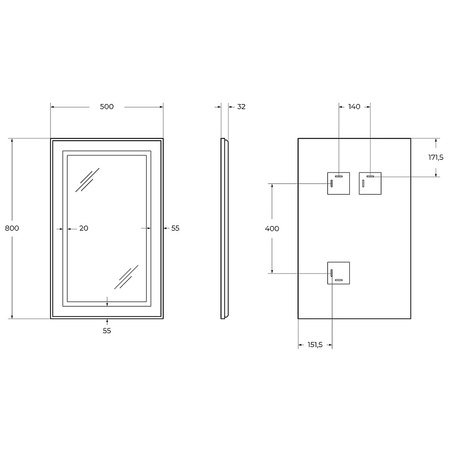 Зеркало (50х80) BelBagno Kraft SPC-KRAFT-500-800-SENS-NERO с подсветкой