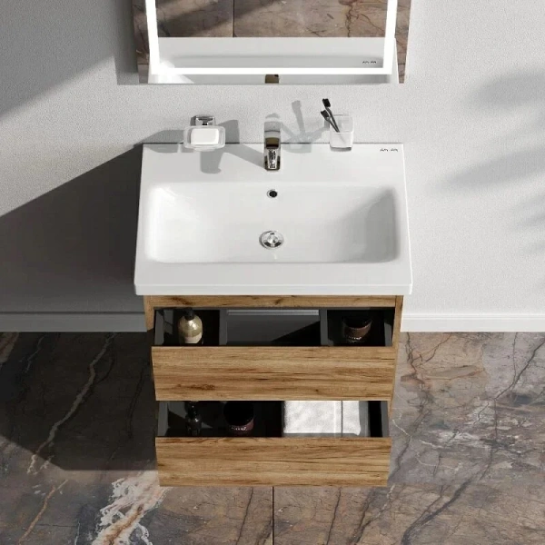 Тумба с раковиной 60 см Am.Pm Pulse M91-FHX0602OF-WCC0602WG дерево текстурированное