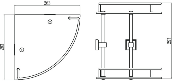 Полка угловая двойная стеклянная Savol 95 S-095322