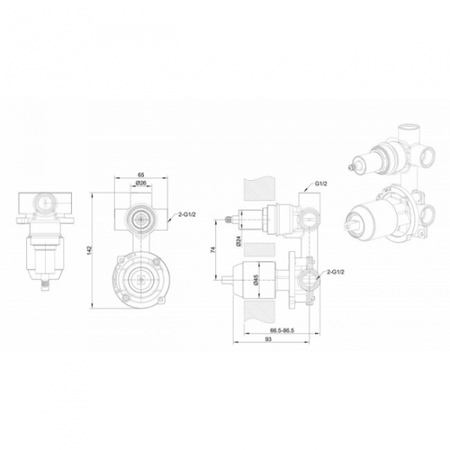 Внутреняя часть для смесителя Bravat Built-in D969BW-B-ENG