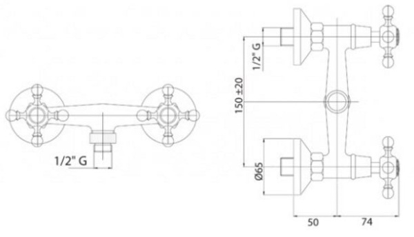 Смеситель для душа Cezares Golf GOLF-D-03/24