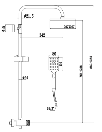 Душевая система с изливом Savol S-602042H