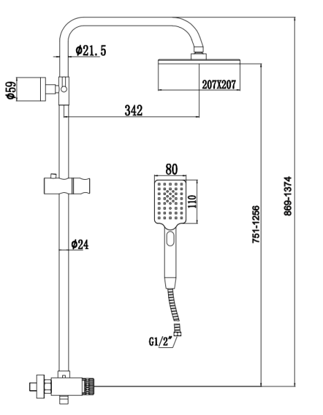 Душевая система с изливом Savol S-602042H Душевая система с изливом Savol S-602042H