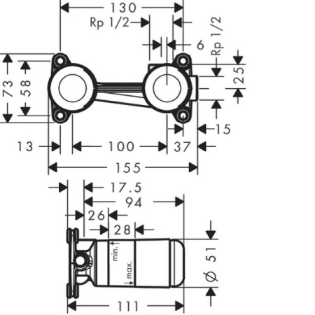 Скрытая часть HANSGROHE 13623180