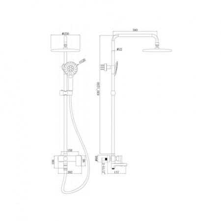 Душевая колонна со смесителем для ванны Bravat Riffle (F6336370CP-A-RUS)