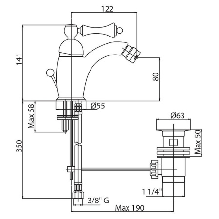 Смеситель для биде Cezares Margot MARGOT-BSM1-01-N