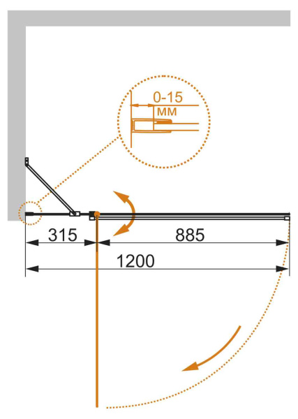 Душевая шторка на ванну CEZARES ECO-O-V-11-120/140-C-Cr