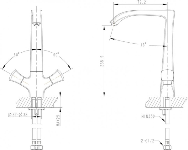 Смеситель для кухни Bravat Whirlpool F778112C