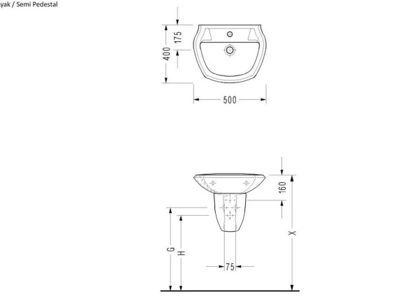 Раковина подвесная (50х40) Serel Children 8701+8721