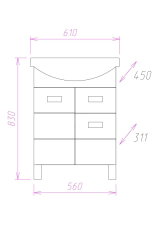 Тумба под раковину напольная Onika Балтика 60 106041