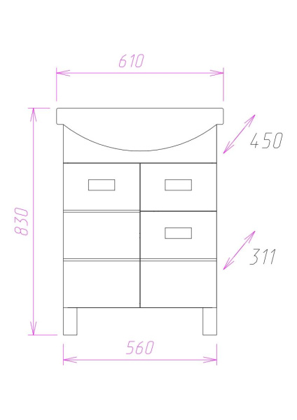 Тумба под раковину напольная Onika Балтика 60 106041