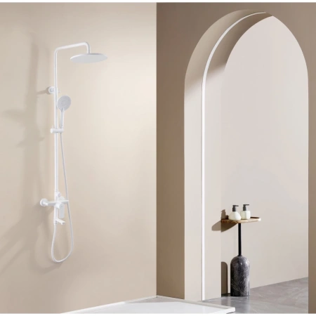 Душевая стойка ABBER Weiss Insel AF8016FWL с изливом, белый