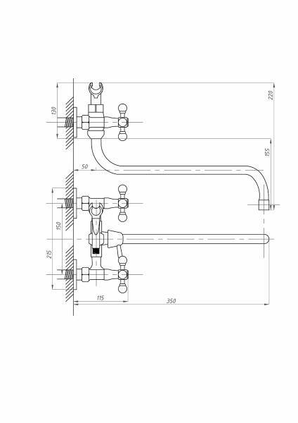Смеситель для ванны ПСМ-Профсан СТАНДАРТ-Б PSM-150-89
