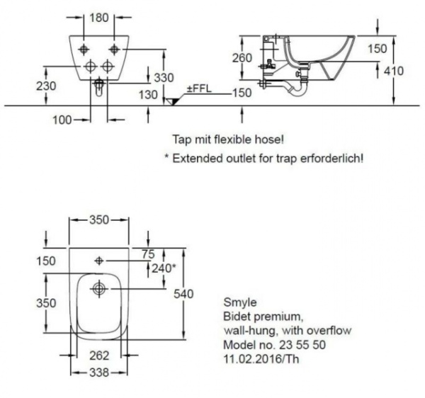 Биде подвесное Keramag Smyle 235550000