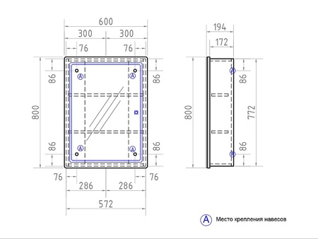 Зеркало-шкаф с подсветкой (59,7x79) Vigo Geometry zsh.GEO.60.El