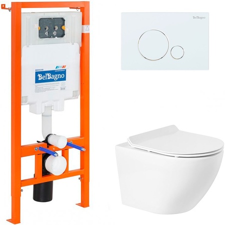 Комплект унитаза с инсталляцией BelBagno BB046CHR/BB2111SC/BB002-80/BB014-SR-BIANCO
