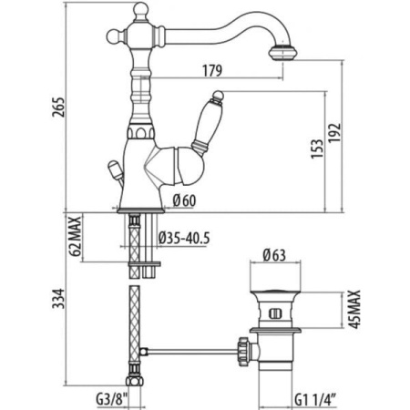 Смеситель для раковины Gattoni Orta 2741/27V0br