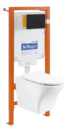 Комплект унитаза с инсталляцией BelBagno BB064CHR/BB2111SC/BB002-80/BB007-PR-NERO.M