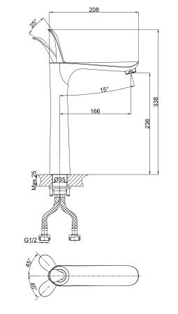 Смеситель для раковины высокий D&K Venice Baciano (DA1032056)