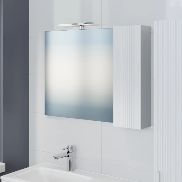 Зеркальный шкаф (90х65) Санта Вега 700453 белый глянец