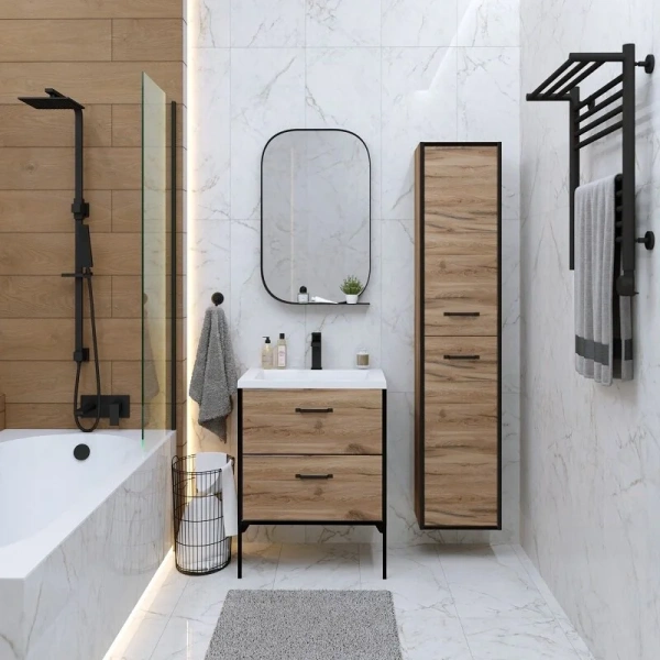 Зеркало (53,5х83,5) Grossman Неро 205003 с полкой черное