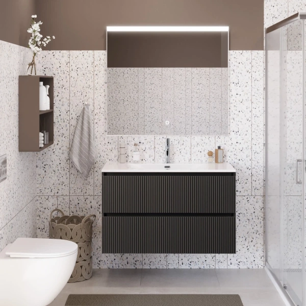 Тумба под раковину 100 BelBagno Uno UNO-MINI-1000-2C-SO-GSO темно-серый матовый, без раковины