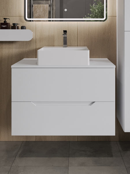 Тумба с раковиной подвесная 80 см, Orange Line Li-80TuwMDF+B04-405W белый