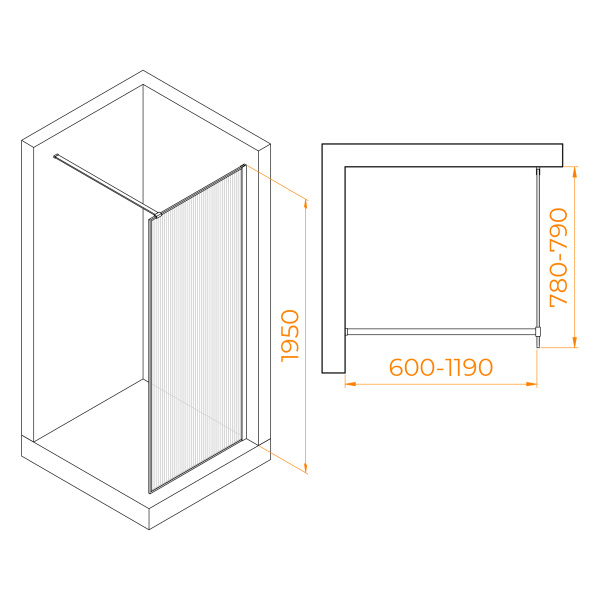 Душевая перегородка 80 см RGW WA-08B Walk In 06100808-154 прозрачное
