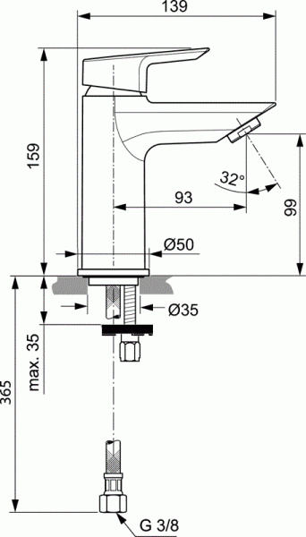 Смеситель для раковины Ideal Standard Tesi A6559AA
