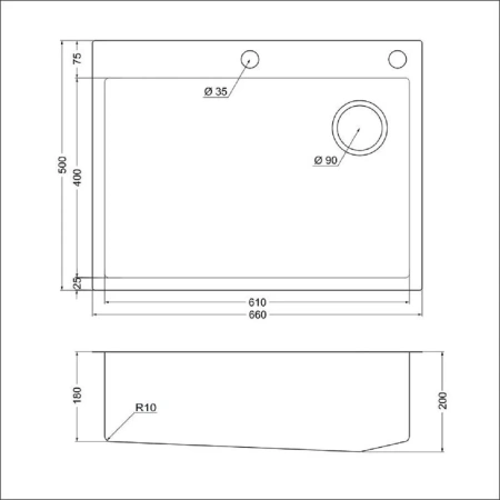 Кухонная мойка (66х50) EMAR EMB-660(TOP) PVD Golden