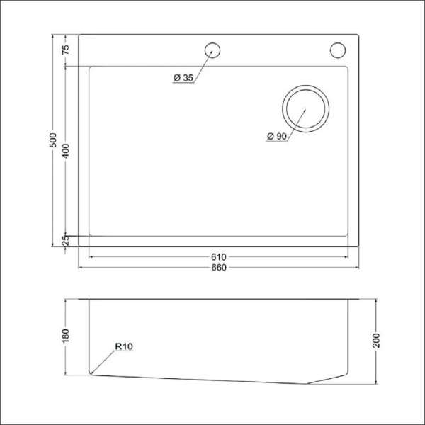 Кухонная мойка (66х50) EMAR EMB-660(TOP) PVD Golden